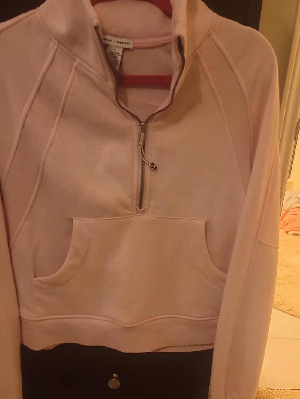 Women's Better Together Baby Pink Half-Zip Pullover Sweatshirt With Thumbholes